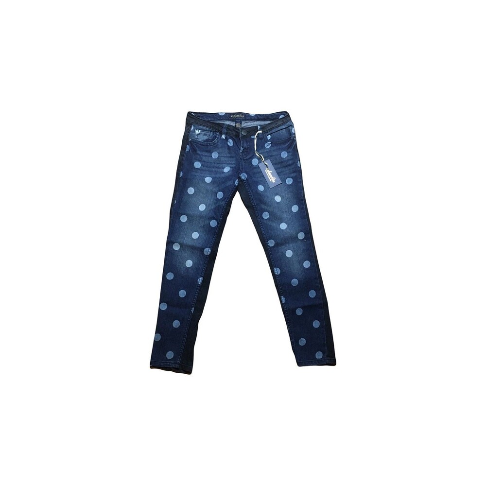 Islandia Women sz 3 jeans denim dark navy blue polka dots front & plain back New